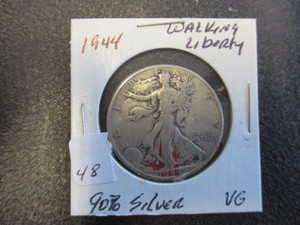 lot 48 image: 1944 VG Silver Walking Liberty Half Dollar