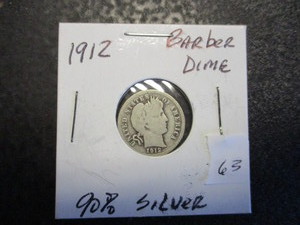 lot 63 image: 1912 Silver Barber Dime
