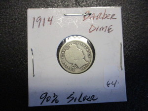 lot 64 image: 1914 Silver Barber Dime