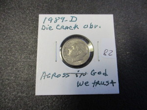 lot 82 image: Rare Error 1989-D Roosevelt Dime across IN GOD WE TRUST