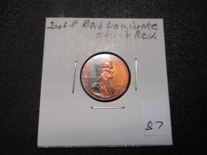 lot 87 image: 2006-P Rare Error Lincoln Cent- Bad Laminate Obverse & Reverse