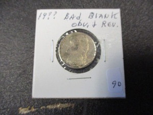 lot 90 image: Rare 19 Error Jefferson Nickel. Bad Obverse & Reverse Blanks