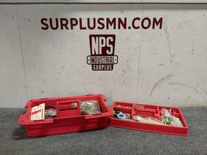 lot 63 image: Toolbox Organizer w Brass Fittings - Pneumatic and More (Loc. S45)