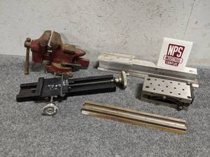 lot 75 image: 3-12 Bench Vise and X Y Axis Milling Machine Plate (Loc. S35)