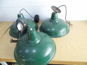 lot 79 image: Lot of 3 Green Metal Lights