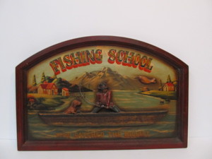 lot 156 image: Vintage style Fishing School Sign