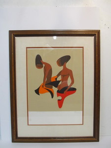 lot 159 image: Mid Century Modern Mod Abstract Serigraph Art Signed Huibert Sabelis