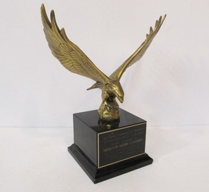 lot 178 image: Signed Solid Brass Eagle - Gift to Senator Norm Coleman