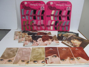 lot 47 image: Vintage NOS Store Display Beauty Salon Hair Combs and Hair Color Catalogs