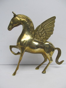 lot 138 image: Vintage Solid Brass PEGASUS Winged Horse Statue