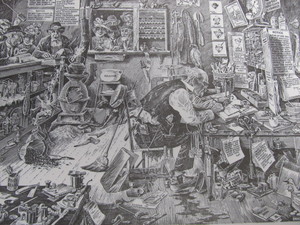 lot 145 image: Large Lot of Matching Vintage 1930s-40s Railroad Office Prints by CD Poage - At The Old Depot