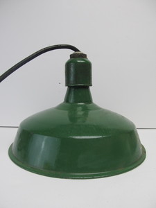 lot 56 image: Vintage IndustrialGas Station Green Hanging Porcelain Light Fixture