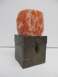 lot 70 image: Himalayan Salt Lamp wVintage Copper Box Base