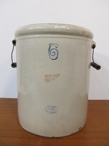 lot 180 image: 6 Gallon RED WING Stoneware Crock wHandles