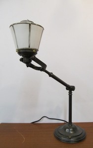 lot 168 image: Vintage Style Adjustable Arm Table Lamp w 1930s Deco Shade