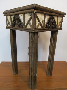 lot 170 image: Rusting Birch Wood Lamp Table or Plant Stand