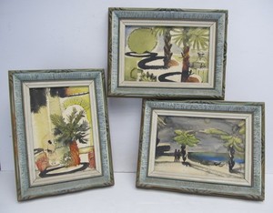 lot 219 image: 3 Vintage Signed Original Watercolor Paintings - Schoolfield
