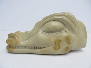 lot 222 image: Very Nice Vintage Carved Stone Sleeping Dragon Head