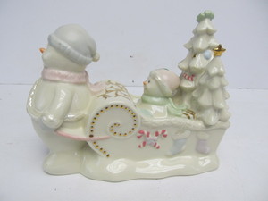 lot 224 image: LENOX Retail Holiday Snowman w Sled & Christmas Trees