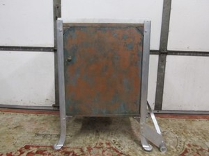 lot 265 image: Vintage Marble Top Industrial Steel Rolling Storage Cabinet