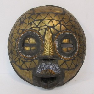 lot 269 image: Vintage Inlaid Wood African Tribal Mask From Ghana