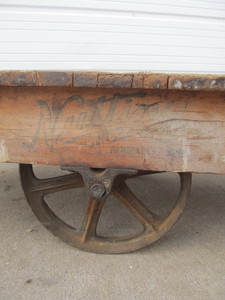 lot 7 image: Antique Industrial NUTTING Railroad Warehouse Factory Cart