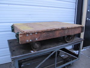 lot 11 image: Antique Industrial NUTTING Railroad Warehouse Factory Cart