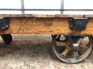lot 2 image: LARGE Antique Industrial NUTTING Railroad Cart