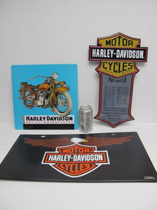 lot 296 image: Group of 3 vintage Style HARLEY DAVIDSON Metal Signs