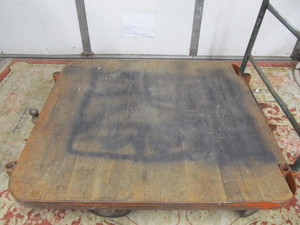 lot 12 image: Old Vintage Industrial NUTTING Warehouse Factory Cart w Handle Bar