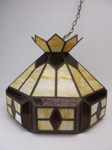 lot 323 image: Large Vintage Hanging Slag Glass Parlor Lamp