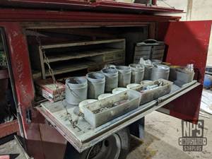 lot 97 image: Contents of Middle Drivers Side Truck Cabinet - Tools, Hardware and More