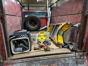 lot 149 image: Contents in Back of Truck - Ladder, Parts and Tools