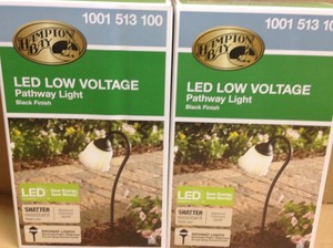 lot 22 image: (Lot of 2) Hampton Bay Low-Voltage Black Outdoor Integrated LED Black Landscape Path Light with White Tulip Shade not used