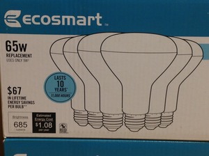 lot 29 image: (Lot of 2- 6 packs) EcoSmart 65-Watt Equivalent BR30 Dimmable LED Light Bulb Soft White &nbspnew