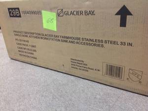 lot 68 image: All-in-One Apron-Front Farmhouse Stainless Steel 33 in. Single Bowl Workstation Sink with Accessory Kit not used