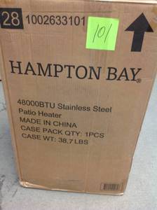 lot 101 image: Hampton Bay 48000 BTU Stainless Steel Patio Heater  in good condition