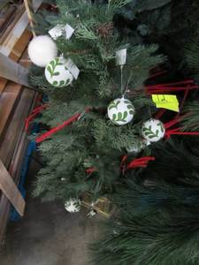 Artificial LED Tree in decorative bottom, green with ornaments, 4 feet tall by Vickerman