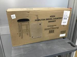 lot 10 image: BORAAM Hamilton 24 in. Brandy Swivel Cushioned Bar Stool
