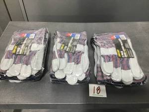 lot 18 image: FIRMGRIP  Leather-Palm Large Gloves (3-Pairs) - Lot of 3 (9 pairs total)