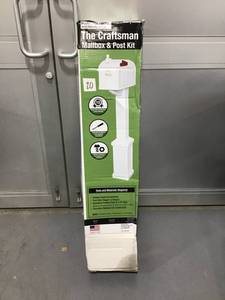 lot 20 image: POSTAL PRO Craftsman Mailbox and Post Kit, White