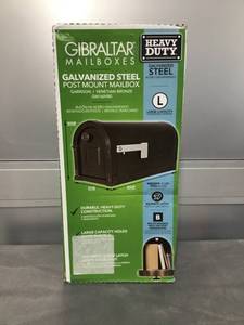 lot 26 image: GIBRALTER Garrison Steel Post-Mount Large Mailbox in Venetian Bronze