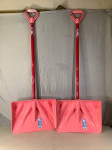 lot 4 image: 2 New Breast Cancer Awareness Snow Shovels