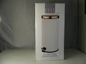 lot 9 image: New Large Rose Gold and White Trash Can