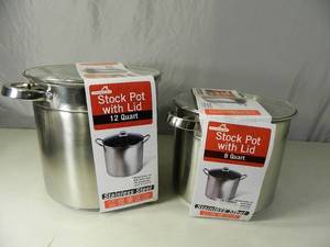 lot 23 image: 2 New Stock Pots with Lids
