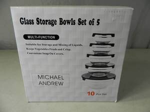 lot 25 image: New 10 Piece Glass Storage Bowl Set