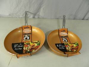 lot 88 image: 2 New Ceramic Copper Coated Pans