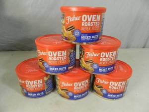 lot 93 image: 6 New Cans of Fisher Nuts
