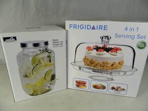 lot 145 image: New Glass Mason Jar Drink Dispensor and More