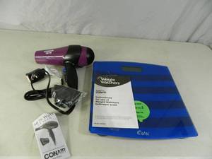 lot 162 image: New Conair Scale and Hair Dryer